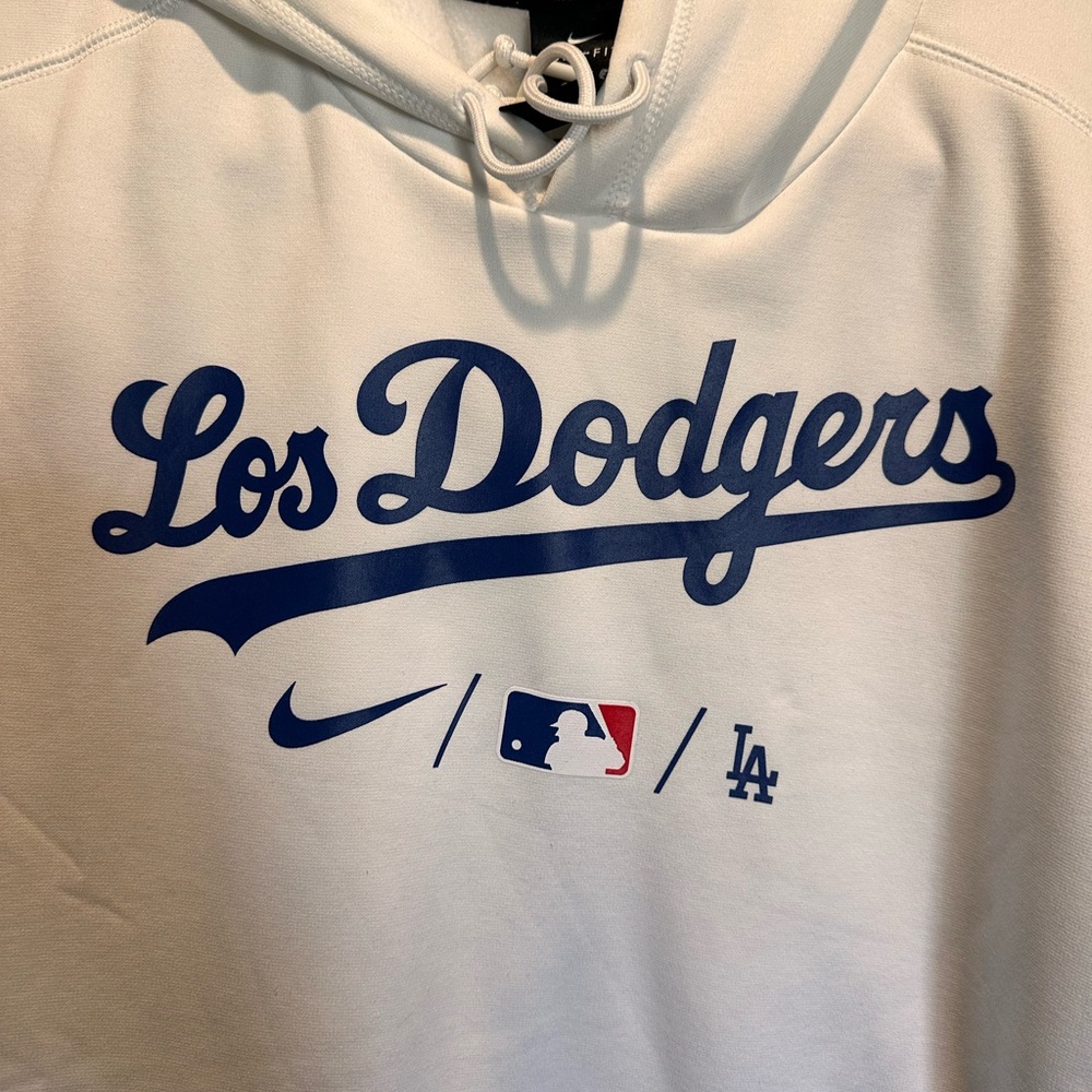 Nike Los Dodgers White and Blue Hoodie